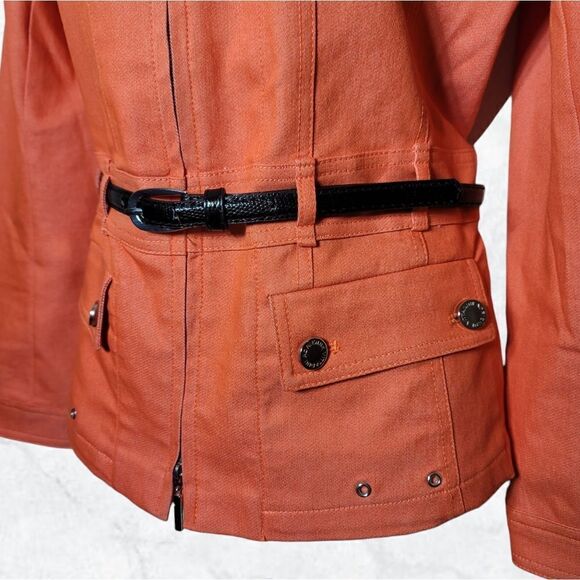 Adrienne Vittadini Orange Belted Zip Fashion Utinity Jacket - Picture 4 of 7